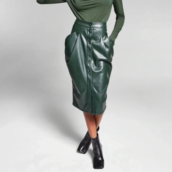 Jeannie Mai X Inc Petite Draped Pleather Skirt - Picture 1 of 6